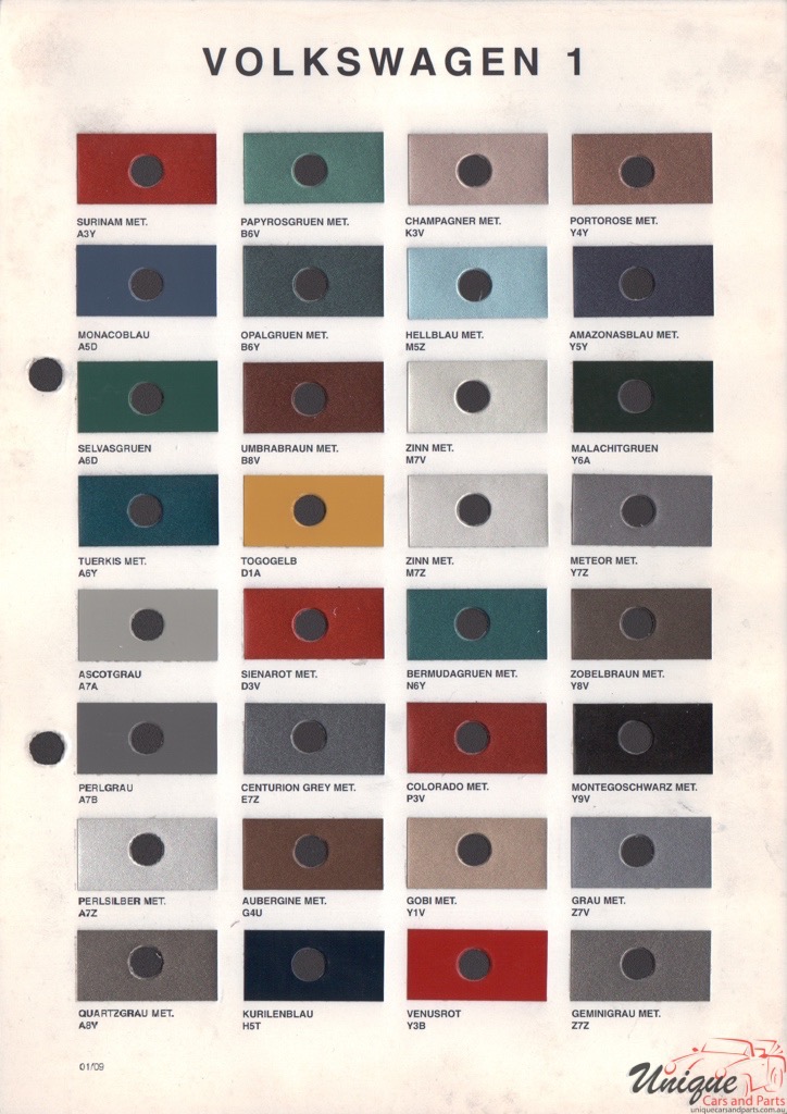1995 - 2002 Volkswagen Paint Charts Octoral 1